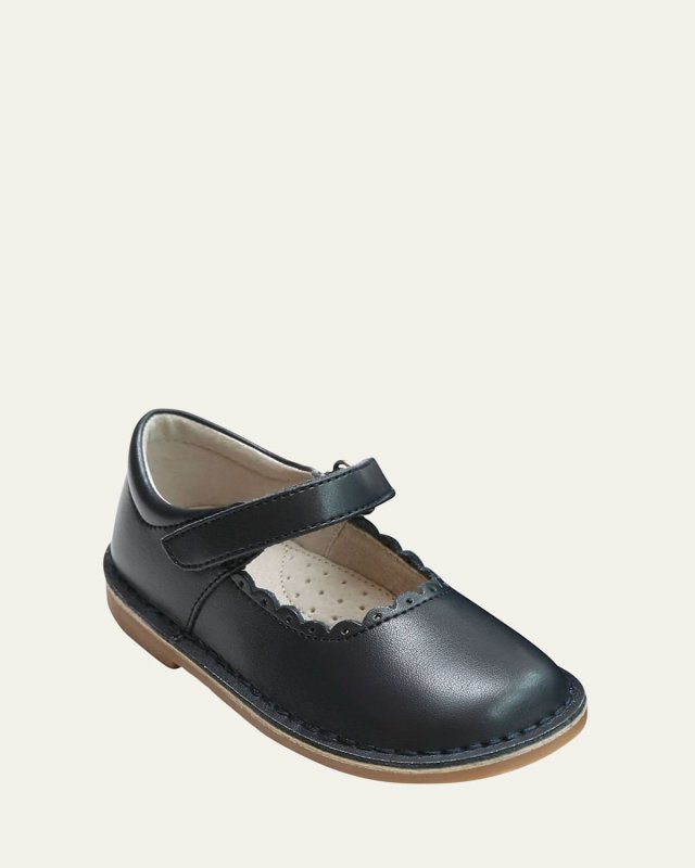 Girl's Caitlin Scalloped Leather Mary Jane, Baby/Toddler/Kids